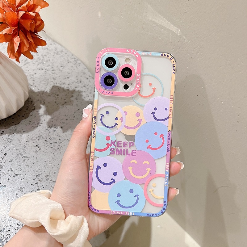 Soft Case Motif Smiley Face Untuk iPhone 11 12 13 Pro MAX X XR XS MAX 7 8 Plus