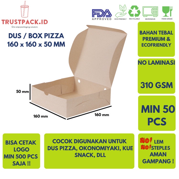 BOX / DUS / DOS / KOTAK PIZZA / KUE / ROTI uk.16x16x5cm KRAFT