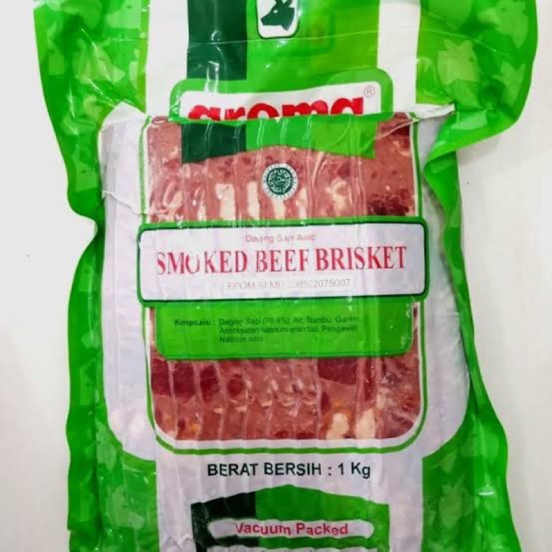 

aroma malia Smoked beef brisket beef bacon halal 1kg