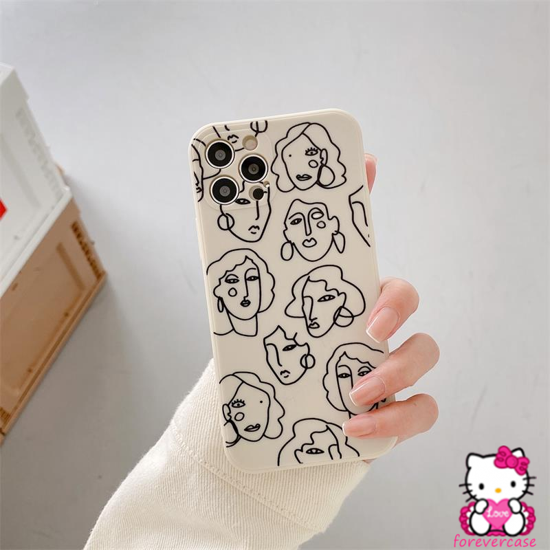 Art Line Face Simple Case Samsung A32 A52 A72 A12 M12 A03S A52S A51 A71 A11 M11 A50 A50S A30S A20S A21S A31 A10S Fashion Soft Tpu Protector Phone Case