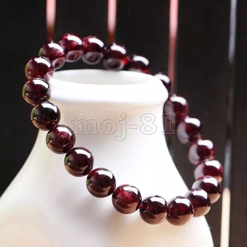 Gelang Pria Wanita Batu Natural Garnet Hight Quality Grade A Elastis Original Garnet