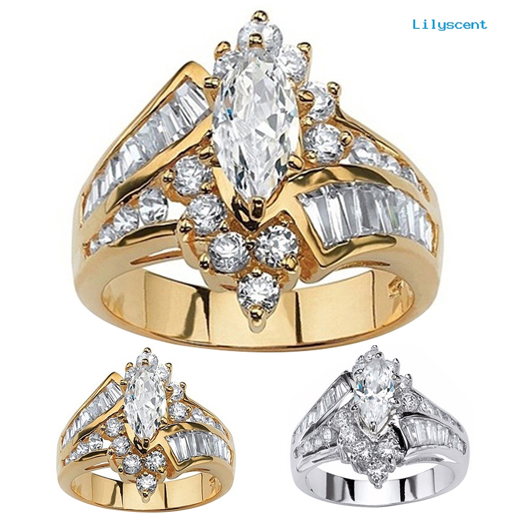 Perhiasan Cincin Kubik Zirkonia Potongan Marquise Tidak Teratur Untuk Hadiah Wanita