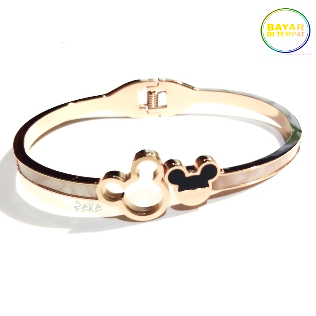 Raka Acc - Gelang Tangan Wanita Bangle 2 MICKEY TITANIUM Perhiasan Wanita 166