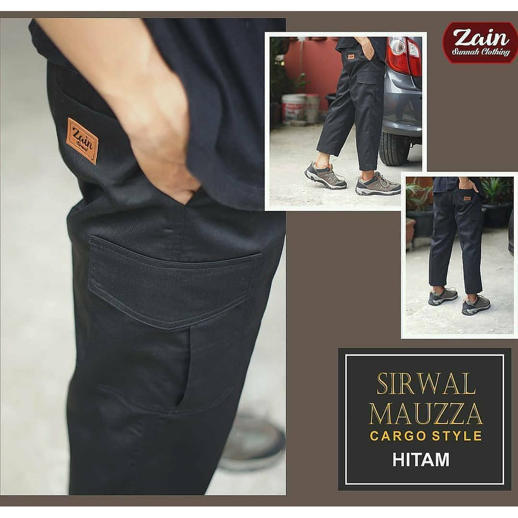 celana sirwal cargo mauzza bahan drill nyaman dipakai by zain sirwal size S sampai xxxl