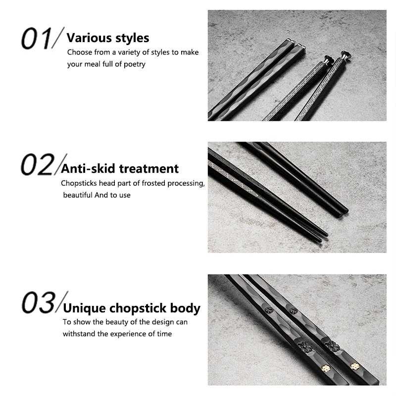 USEMD Alat Makan Sumpit Jepang Chopsticks Japanese Style Reusable Metal 5 Pasang - 01BPP