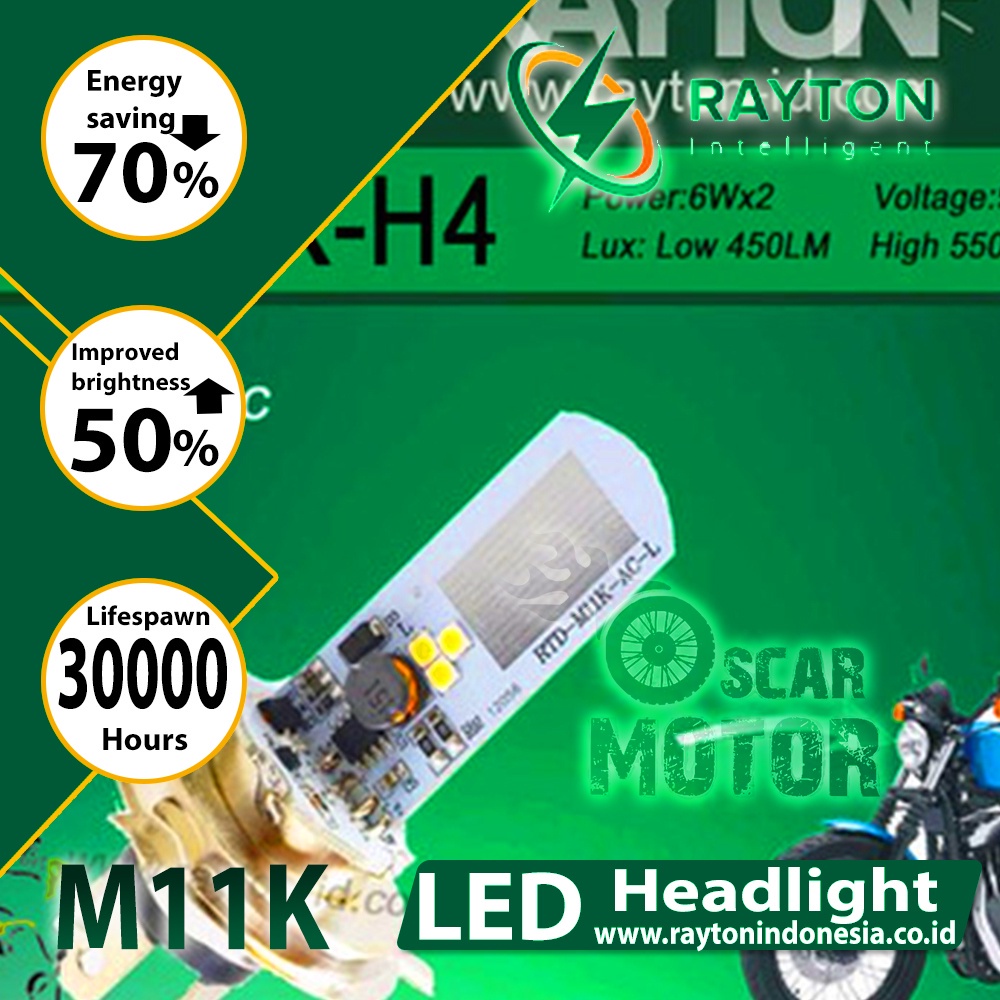 LAMPU DEPAN RTD M11K H4 LAMPU HEAD LAMP RAYTON LED M11K H4 ORIGINAL motor