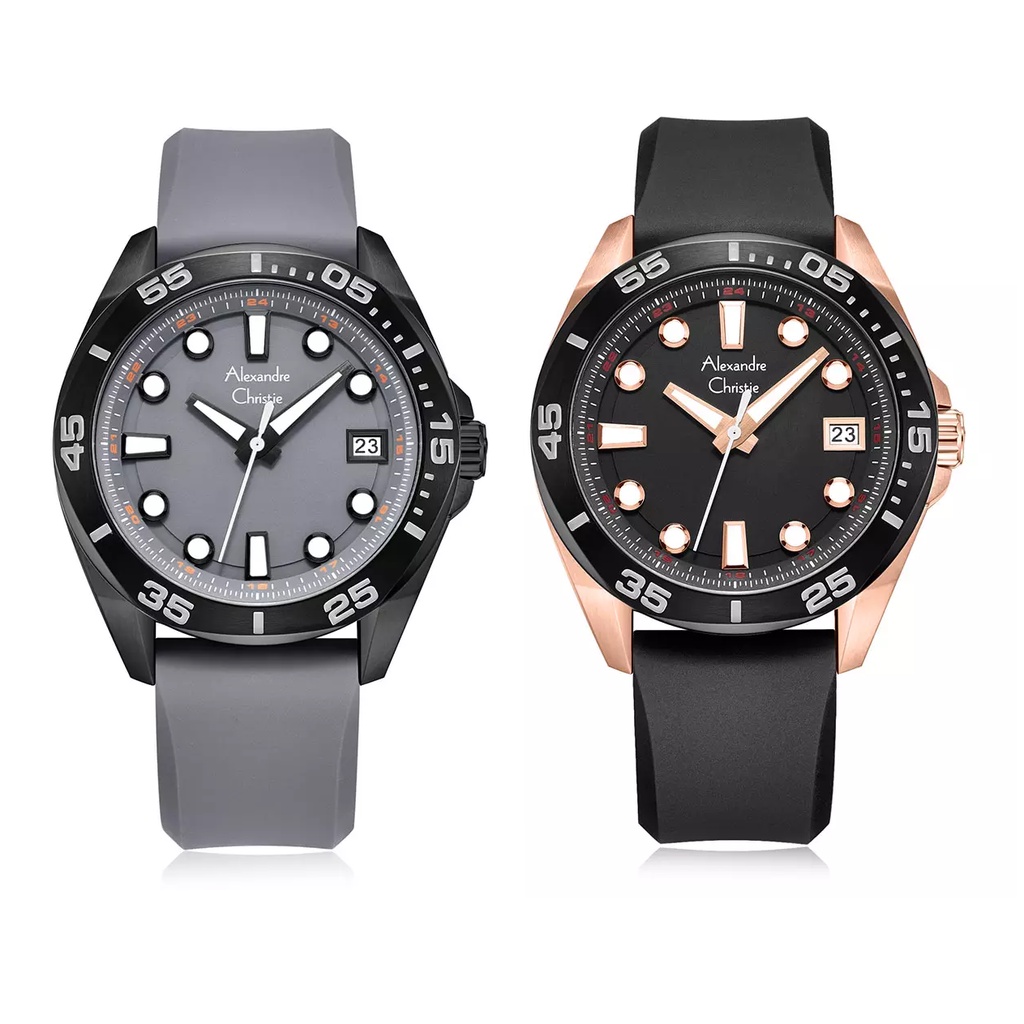 JAM TANGAN PRIA ALEXANDRE CHRISTIE AC6580 AC 6580 MDR RUBBER STRAP ORIGINAL WATER RESISTANT