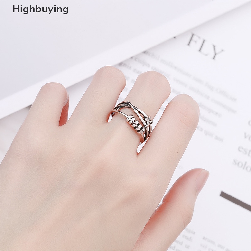 Hbid Cincin Fidget Model Terbuka Adjustable Dengan Manik-Manik Untuk Menghilangkan Stress