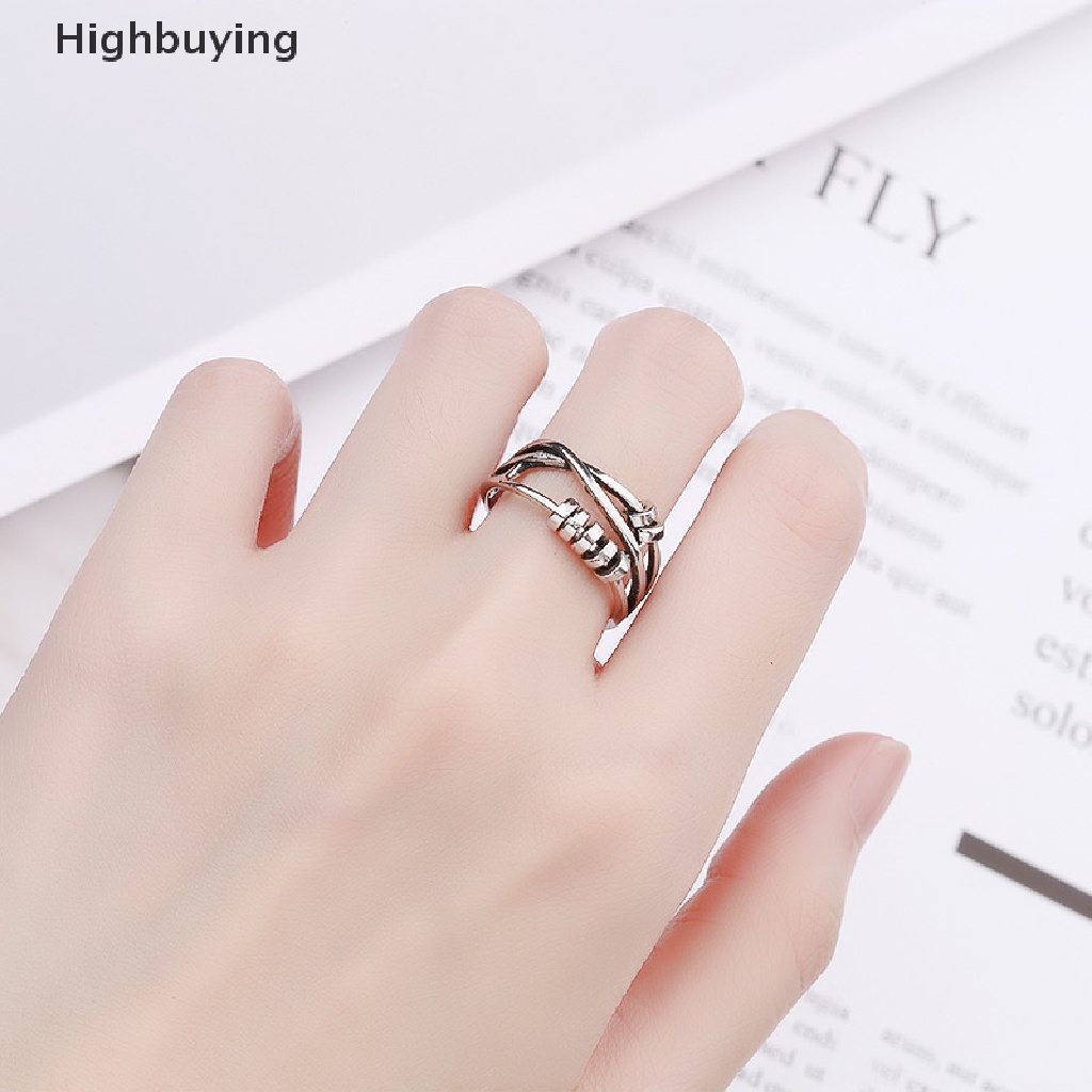 Hbid Cincin Fidget Model Terbuka Adjustable Dengan Manik-Manik Untuk Menghilangkan Stress