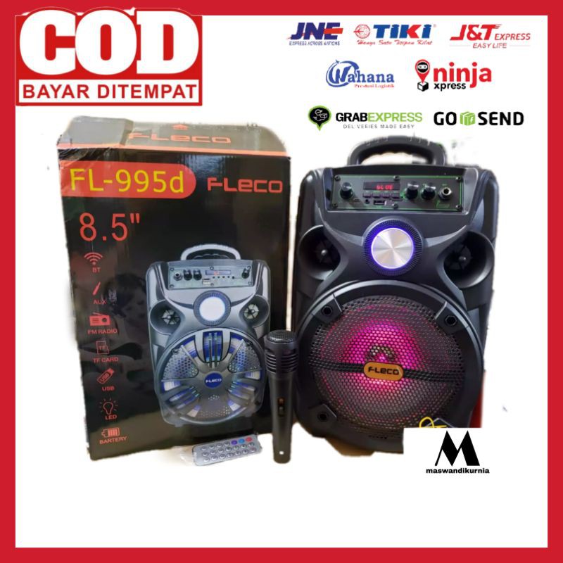 Speaker Bluetooth Karaoke Fleco FL 955C FL 955D Original 8,5 Inch+Mic Salon Aktif salon Karaoke