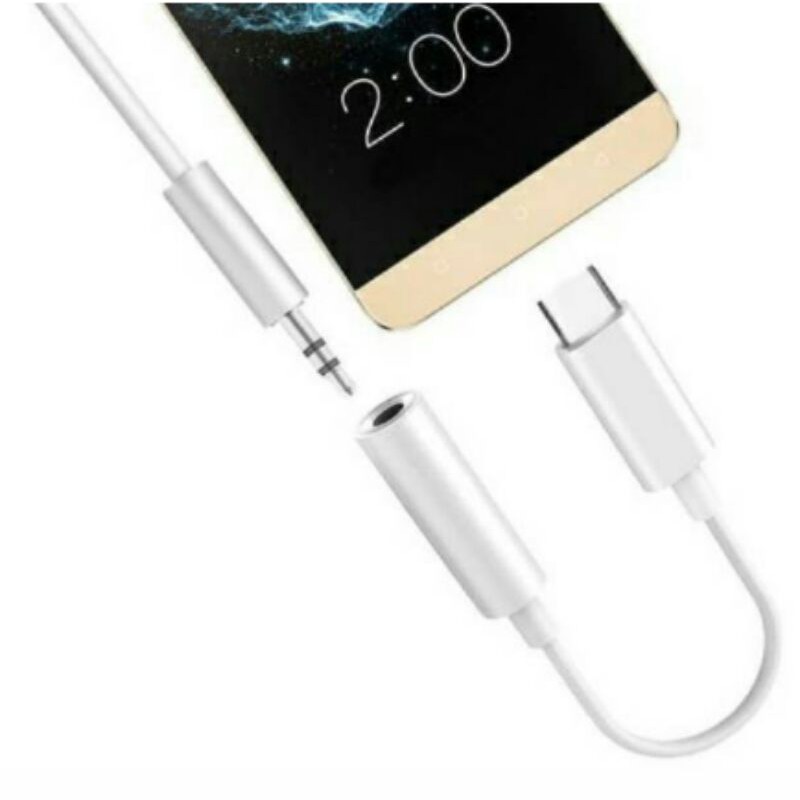 KABEL AUDIO TYPE-C CONVERTER TO 3.5mm TYPE TIPE C KE JACK HEADSET EARPHONE SPEAKER MIC MIKROFON