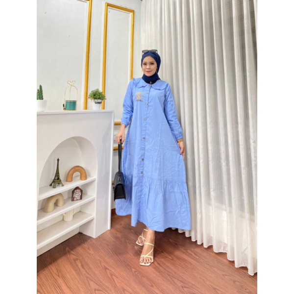 Baju Gamis Dewasa Jeans Jins Denim Wanita Terbaru