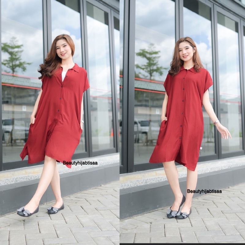 DRESS KEMEJA POLOS JUMBO | HOMEDRESS NAGITA MAHMUD BUSUI | DASTER TWINWAN | OVERSIZE