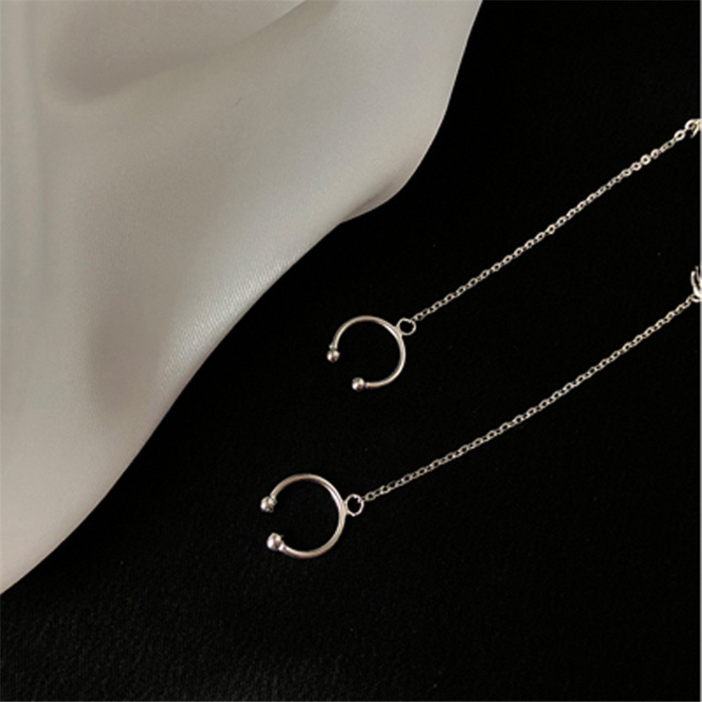 1pc Anting Rantai Klip Tulang Telinga Gaya Hip Hop Korea Untuk Perempuan-4