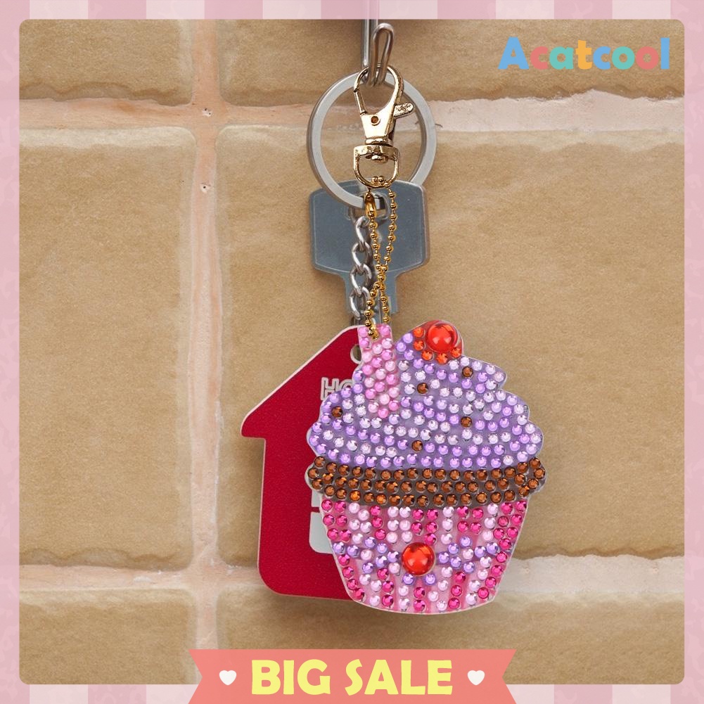 4pcs DIY Cupcake Full Drill Special Shaped Diamond Painting Keychains Gifts