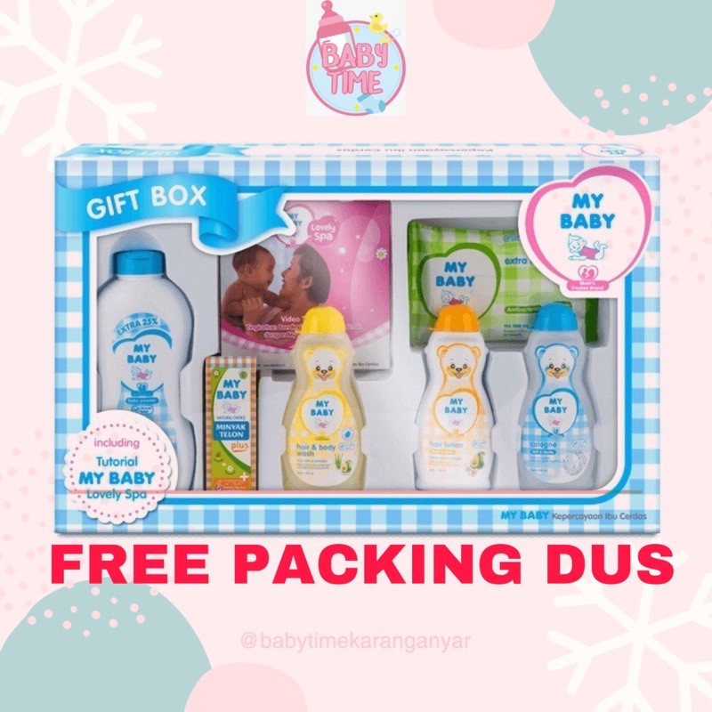 6 ITEMS] MY BABY Gift Box Set Kado Perlengkapan Mandi Hadiah Bayi Baru Lahir Promo Biru Blue