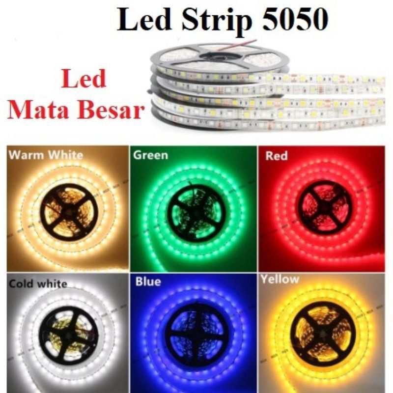 Lampu LED strip 5 meter 12 volt LED besar 5050