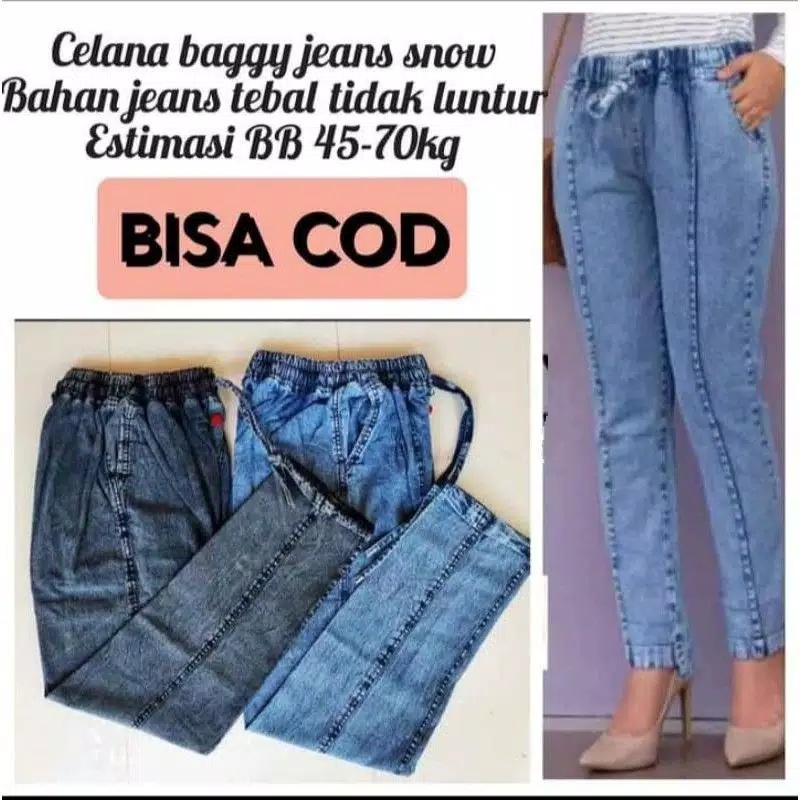 Boyfriend Jumbo XL fit XXXXL  Jumbo Jeans Denim JUMBO BB 50-100 KG) CELANA BAGGY JEANS SNOW WANITA DEWASA TERLARIS SUPER JUMBO TERBARU COD