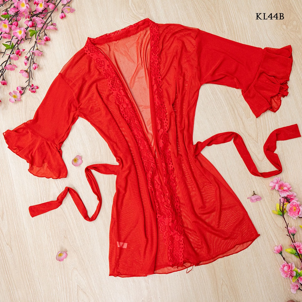 [STOK TERBATAS] BAJU TIDUR WANITA DEWASA LINGERIE KIMONO LACE MERAH KL44B