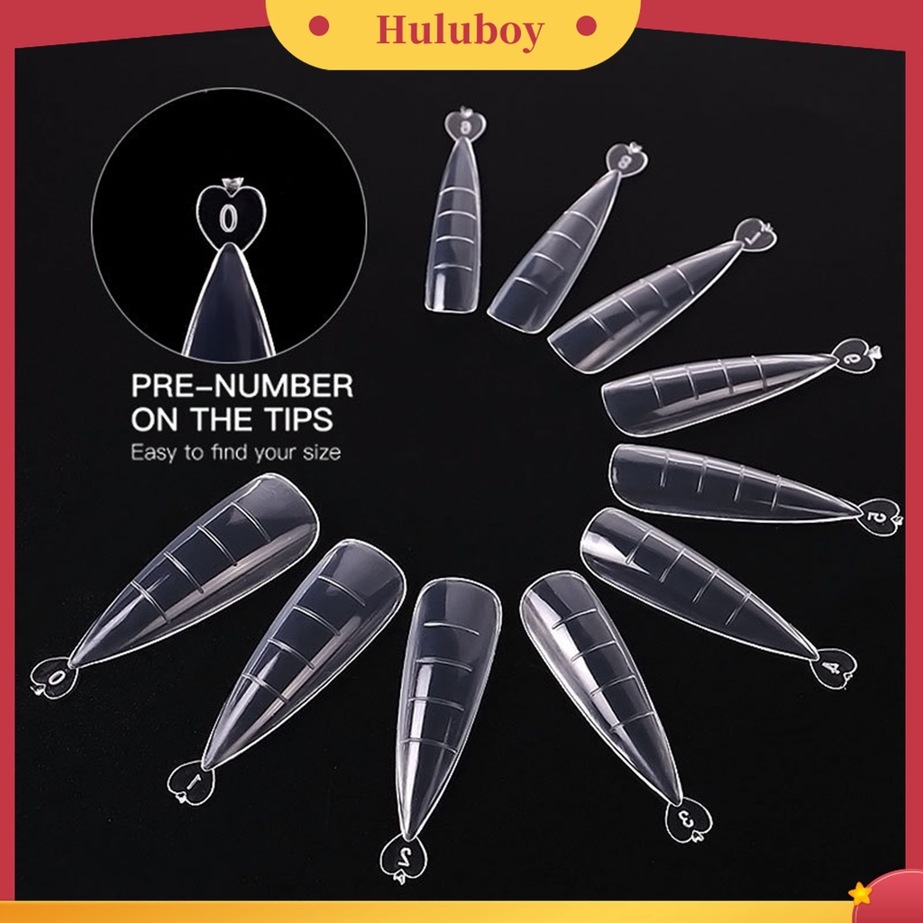 Huluboy Huluboy♡ 100pcs / Set Kuku Palsu Extension Full Coverage Permukaan Halus Untuk Kecantikan