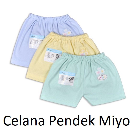 3pcs Celana Pendek POLOS Libby / MIYO Newborn, SML (0,5 - 1,5 tahun) Bahan Lembut CBKS