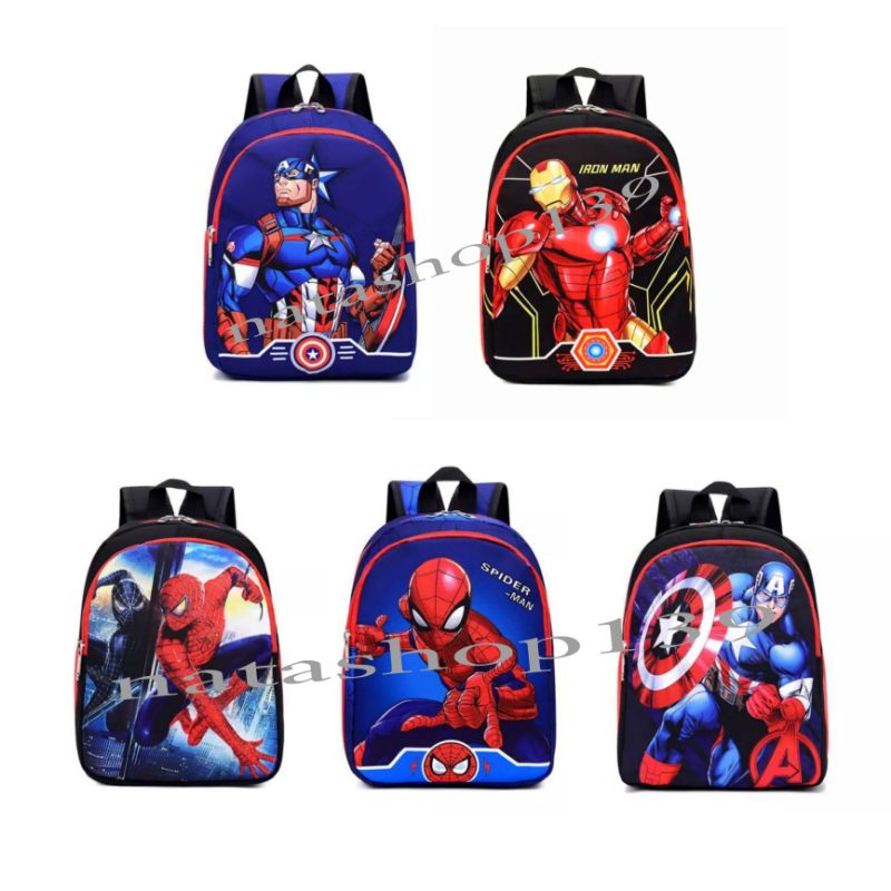 Hot Sale Tas Sekolah TK SD Anak Laki-Laki Perempuan Tas Ransel Marvel Superhero