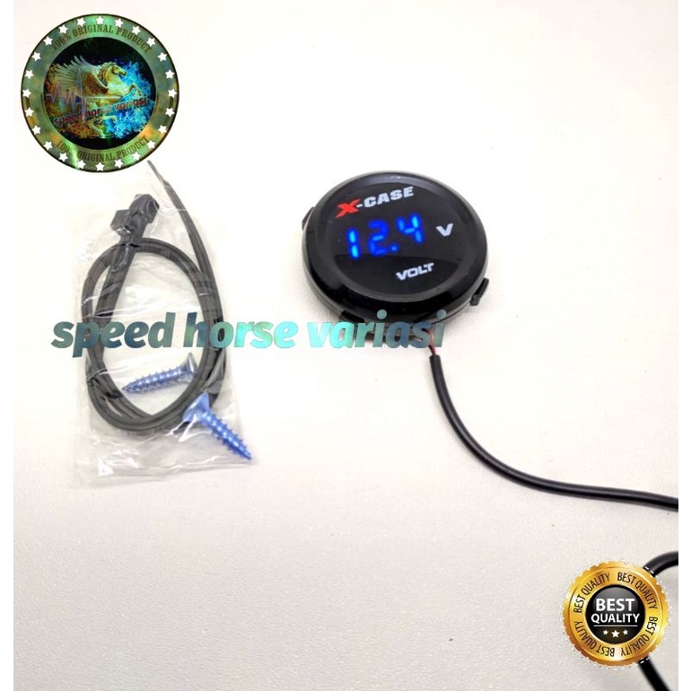 Volt meter Aki bulat model Rizoma Volt meter X-Case pengukur aki motor Universal