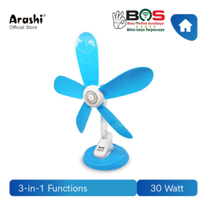 Arashi Kipas Angin Meja Kipas Angin Jepit 3 in 1 AR-138 30 Watt Clip Fan