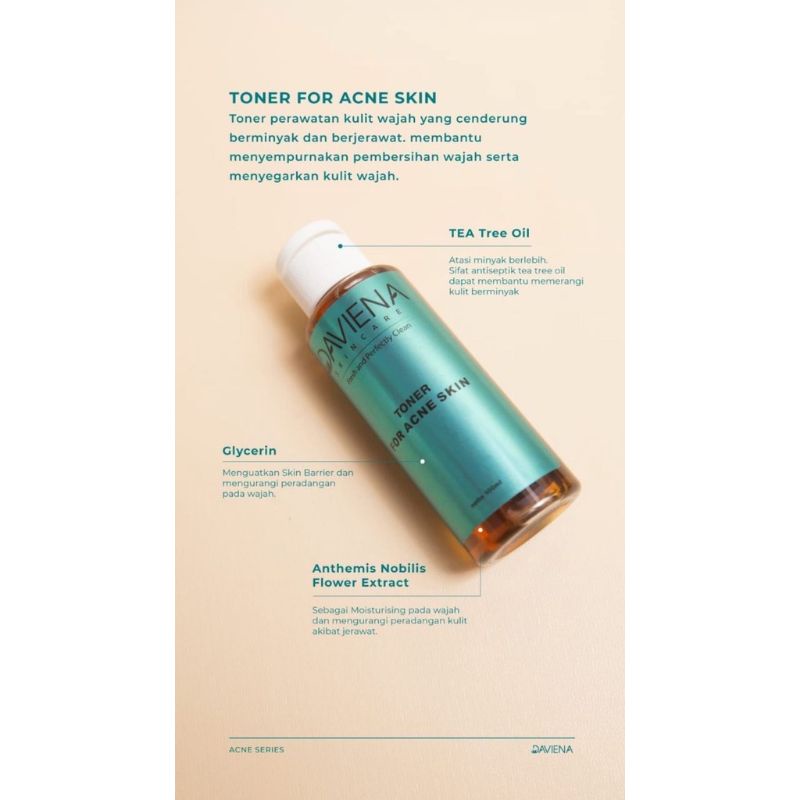 Toner Daviena Acne Series Daviena Skincare Deviena Davina Devina Skincare Official Davienaskincareofficial Palembang ori Ramadhanidavin official Ownerdavienaskincare Pencerah Pemutih Flek Wajah Glowing Bpom Davienaskincare jawa jakarta scincare Skincare