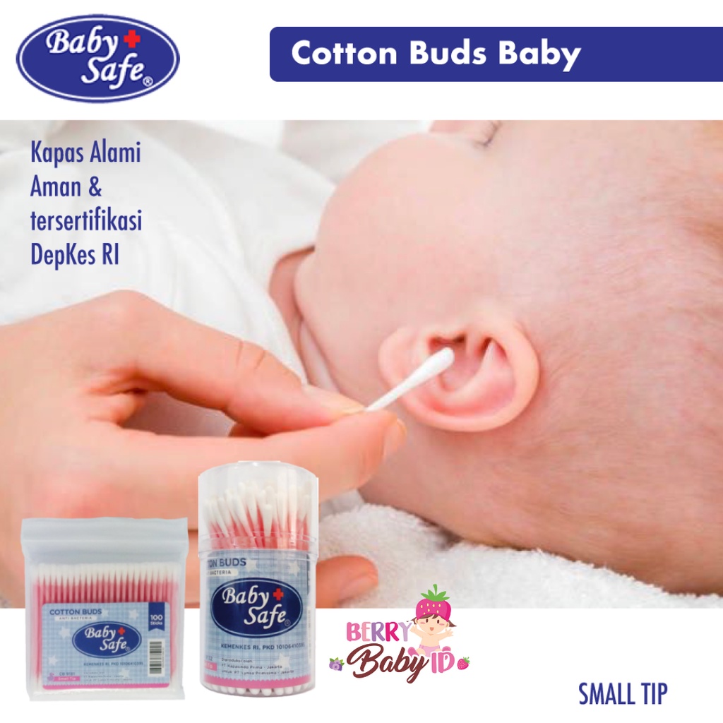 Baby Safe Cotton Buds 100 pc - Korek Kuping Kapas Bayi BBS007 Berry Mart