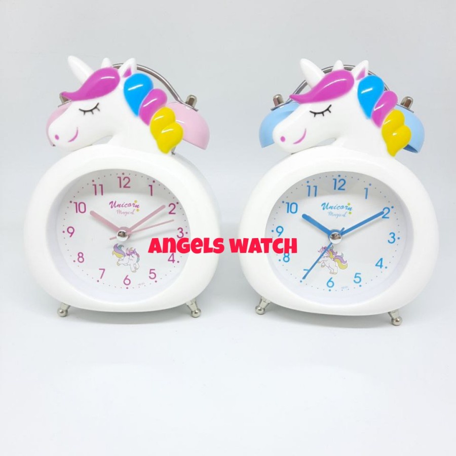 Jam weker kring karakter unicorn/ jam meja alarm/ jam alarm weker