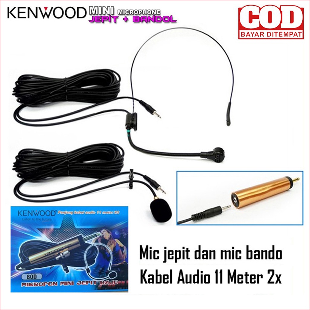 Kenwood Mic Clip On KD-80D Microphone Mic Jepit Imam Kabel