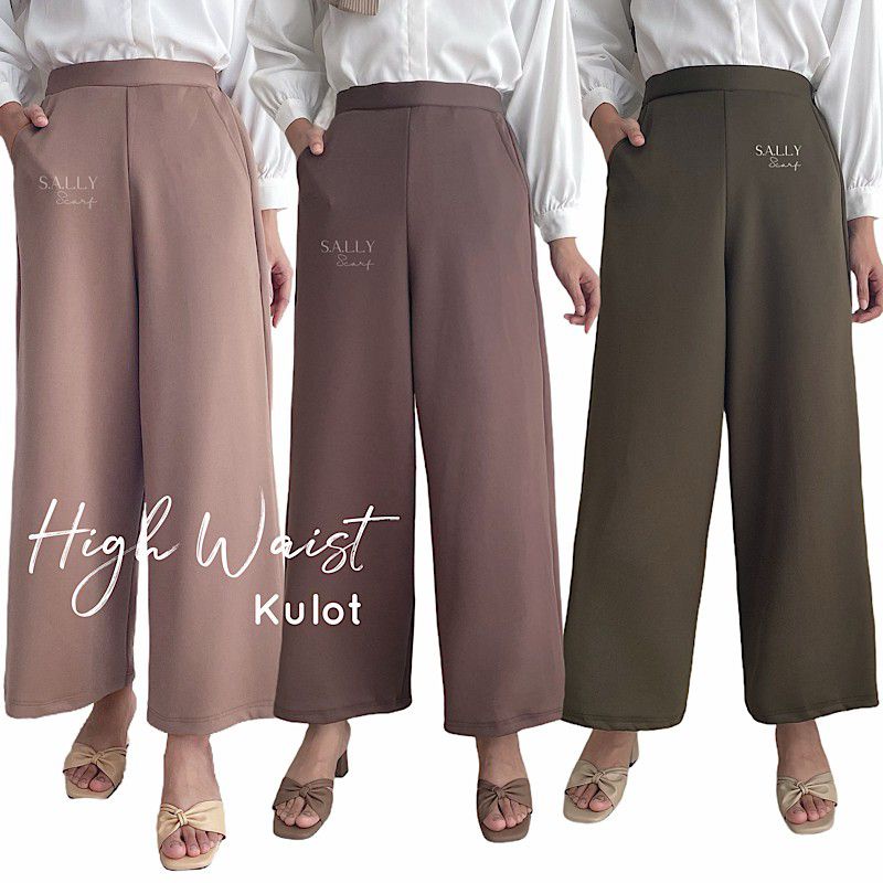 Celana Kulot Highwaist Wanita Celana Cullote Scuba Panjang Premium