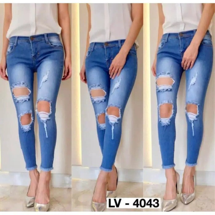 Nsgs4Rd Celana Jeans Cewek Sobek Panjang Celana Levis Reppid Wanita 52S4Drd