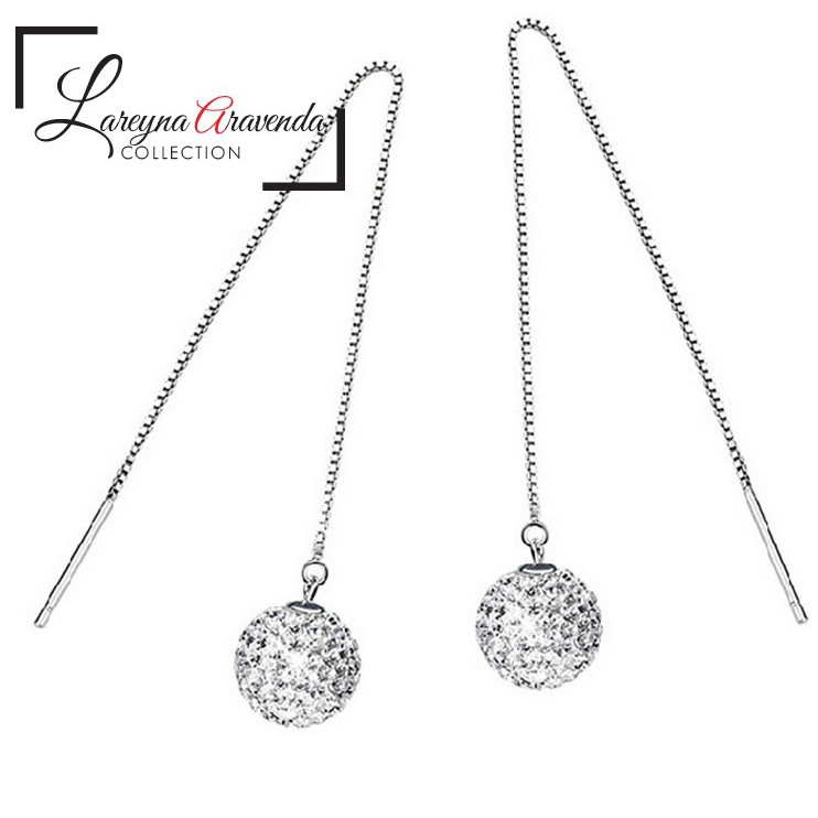 Anting Wanita Perak Model Lucky Ball Kristal Crystal Anti Karat Non Alergi AT024