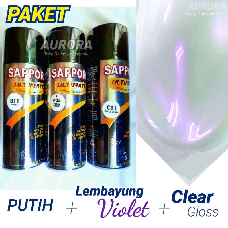 Paket Lembayung Violet Sapporo Ultimate Putih White B11+ Lembayung Violet P05+Clir Gloss C81 Lembayu