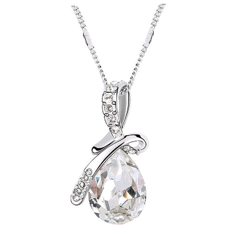 [Ready Stock]Fashion Silver Plated Color Gemstone Luxury Elegant Necklace Pendant