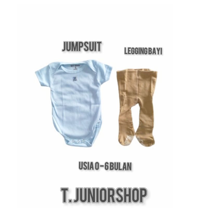 jumpsuit bayi newborn/jumpsuit dan legging bayi newborn 0-6 bulan