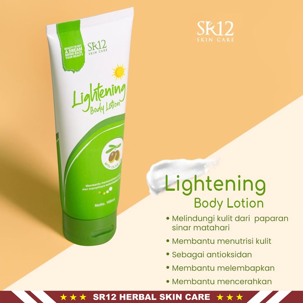 Whitening SR12 - Whitening Moisturizing Cream - Whitening Night Body Lotion - Lightening Body Lotion - Hand Body Lotion SR12 Skincare - HB Pemutih