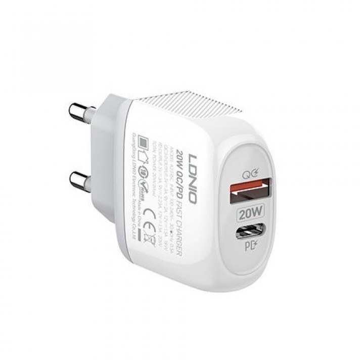 572 LDNIO A2316C - Dual Port Wall Charger - PD Charge and QC3.0 - 20W Max