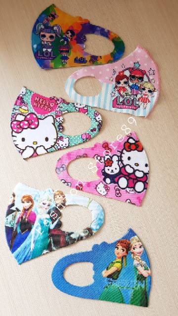Ready siap kirim masker anak karakter bahan import halus dan melar masker import anak