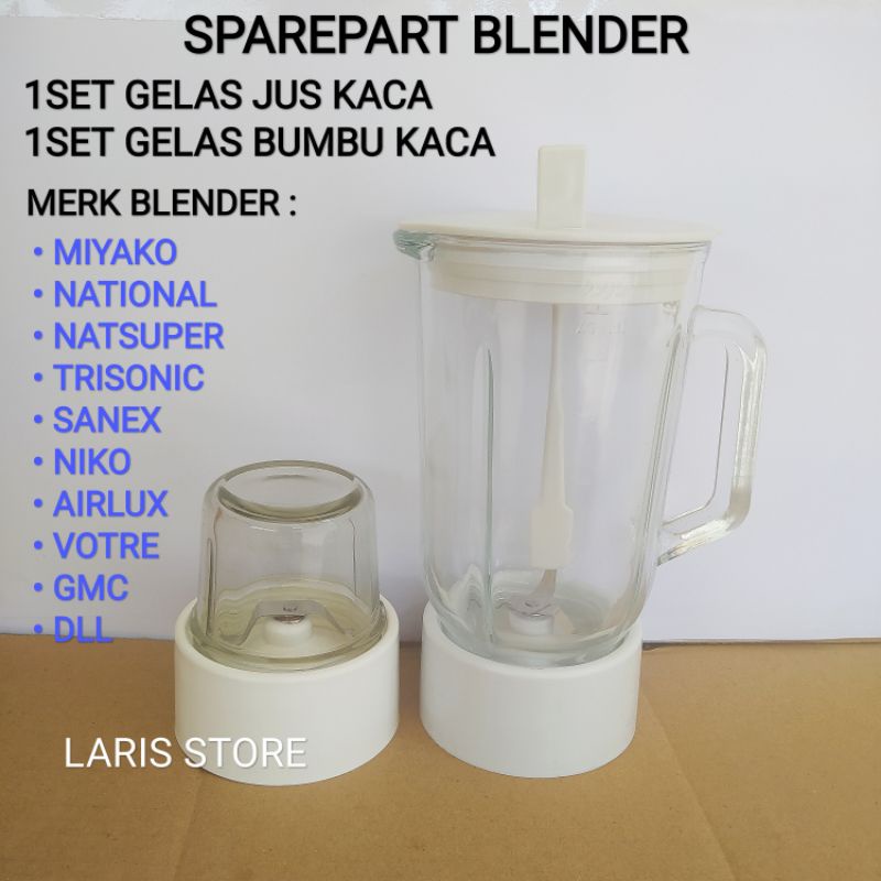 Gelas Tabung Jus Kaca 1set + Gelas Bumbu Kaca 1set Blender Miyako National Sanex Multi Universal