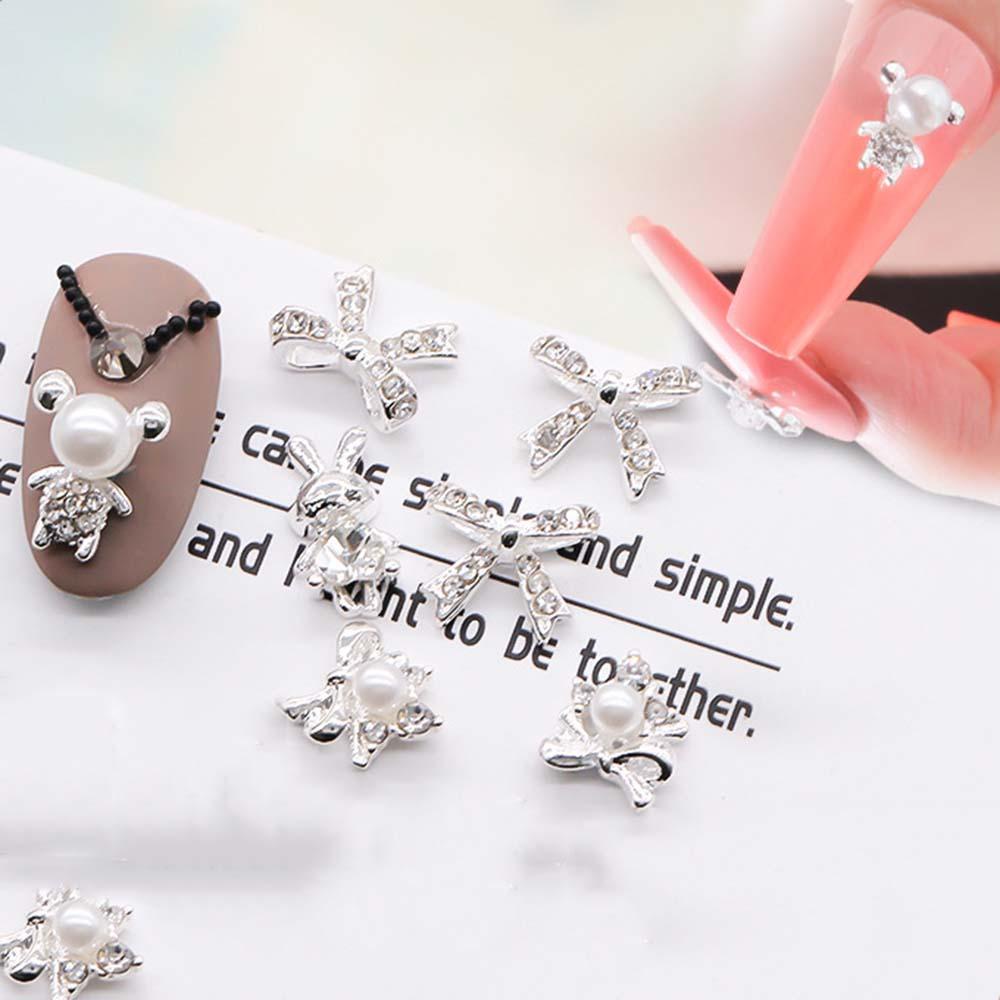 AUGUSTINA Agustina Dekorasi Nail Art Mewah Berlian Mutiara Perhiasan 3D Hiasan Kuku