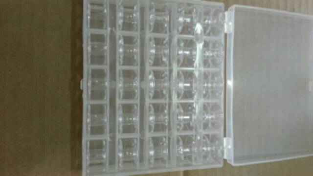 Bobbins - Spool Mesin Jahit Portable isi 25 pcs Bobbins Bening dengan Kotak Penyimpanan