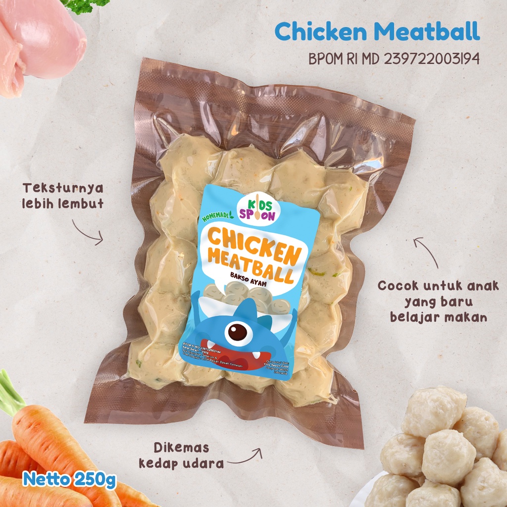 

Kids Spoon Chicken Meatball 250g/ Bakso Ayam Homemade Tanpa Pengawet & MSG Cocok Untuk MpAsi Anak