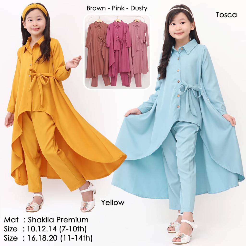  Umur  6 12th pakaian baju  fashion setelan  katun 