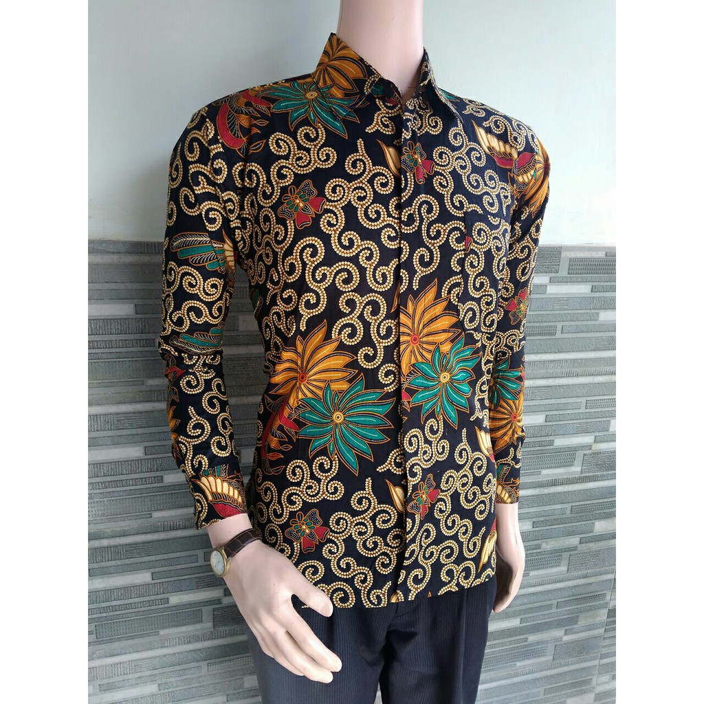 BSWART BATIK HRB026 Kenongo Hem Pendek Padi Pekalongan M L XL Batik Pria MURAH