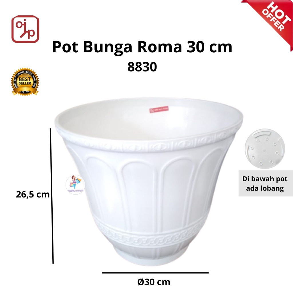 CJP Pot Bunga Roma 30 cm Putih 8830