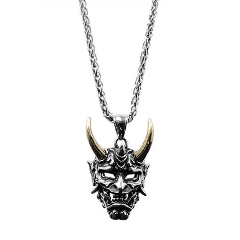 Kalung Liontin Tengkorak Segitiga Hantu prajna monster Bahan alloy Gaya Retro hipster hip hop Untuk Pria