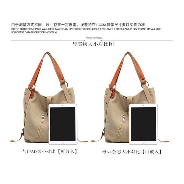 Tas Canvas bag Wanita bisa Ransel dan Selempang